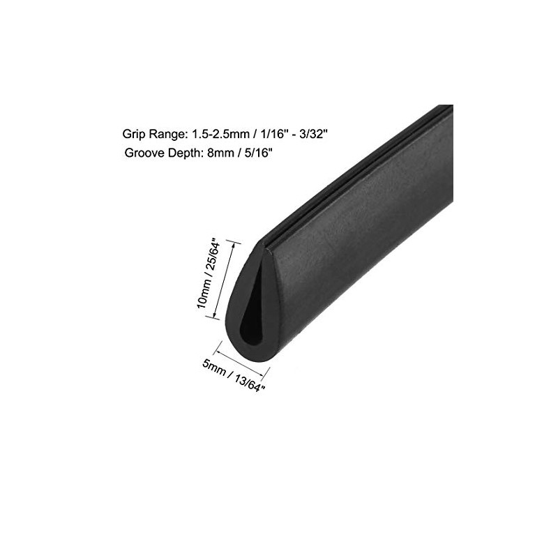 sourcing map Edge Trim U Seal Black Rubber Plastic U