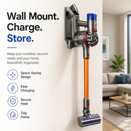 Wall-Mounted Vacuum Dock for V7/V8 Models – Heavy-Duty Iron Storage Bracket for Cordless Cleaner and Accessories