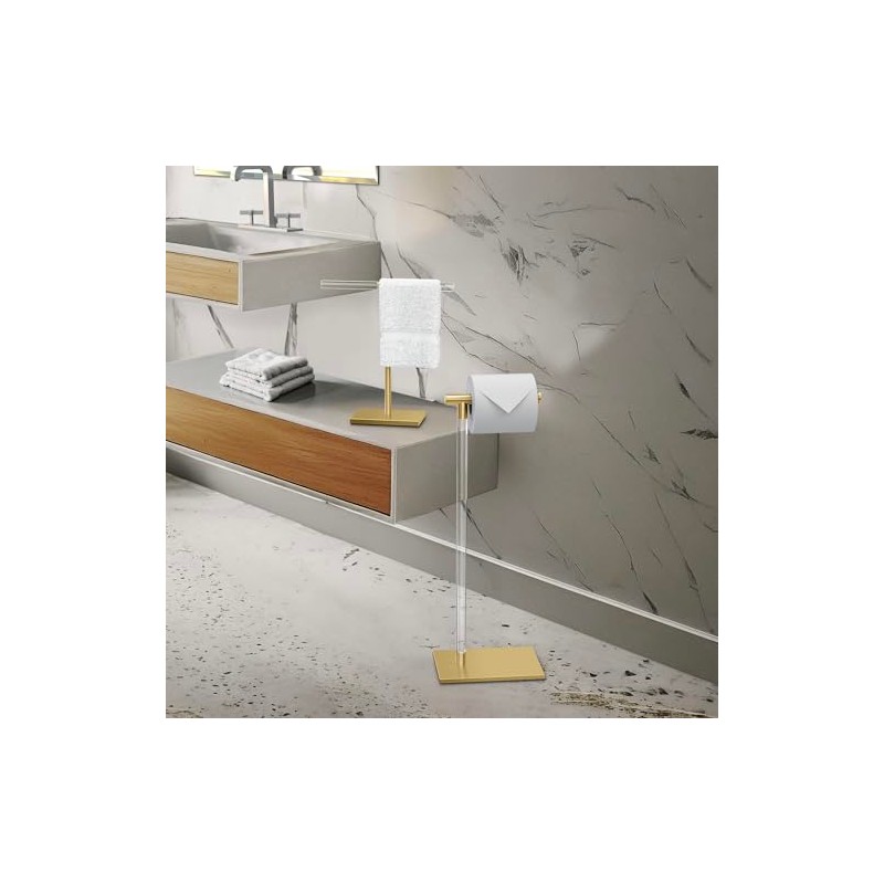 Modern Toilet Paper Holder and Vanity Towel Holder Set, Crystal