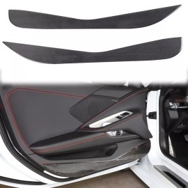 car-attention Real Carbon Fiber Car Door Anti Kick Panel Cover For Corvette C8 2020-2024 USA