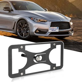 No Drill Front Bumper License Plate Mount Compatible with Infiniti Q60 2017-2022 Front Tow Hook License Plate Mounting Bracket Holder Car License Plate Frames Accessories Kit