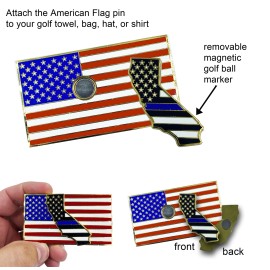 America's Front Line California Thin Blue Line Police Golf Ball Marker American Flag Challenge Coin P