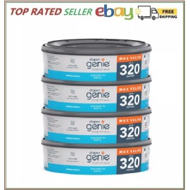 Diaper Genie Essentials 4 Pack Refills Unscented 320 Count Odor Control Bags