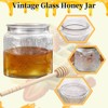 ANSQU Honey Pot, Airtight Glass Honey Jar with Bamboo Lid