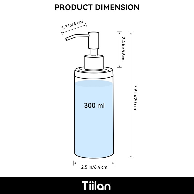 Tiilan Countertop Hand Soap Dispenser, Refillable Stainless Steel Soap Pump