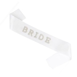 Bride Sash, White Pearls & Rhinestones Wedding Sash for Bride – Elegant Bridal Accessory for Wedding Day, Hen Party, and Bridal Shower