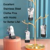 BERYLER 30PCS Small Clothes Pin with Hook for Easy Hanging,