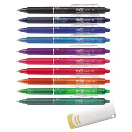 Pilot FriXion Ball Clicker (Knock Retractable Gel Ink Pen) - 0.7 mm - 10 Assorted Colours (All 10 Colours | Clicker 0.7 | with Remover)