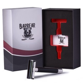 Barbear Safety razor handmade in Solingen, made from selected stainless steel and aluminium, precise wet shave razor for men, 2-sided blade head for razor-sharp results