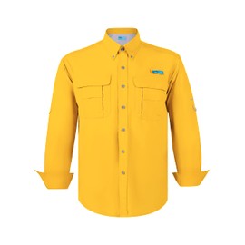 Men's UV UPF 50+ Sun Protection Soild Anti-Static Waterproof Breathable Fast Dry Hiking Fishing Long Sleeve Shirts (15# L Daffodil)