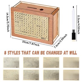 Wooden Money Box, Piggy Bank, Wooden Money Bank for Children, Reusable Money Box with Savings Target and Numbers, Money Box Storage Box for Helps Children The Habit of Saving (A)