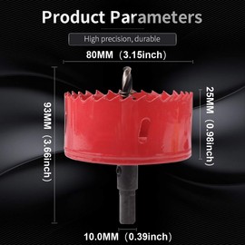 KATUR Bi-Metal Hole Saw Drill Bit 80mm, M42 HSS Hole Cutter Opener Set with Arbor for Metal, Wood, Plastic, Plywood, Pipe, Fiberboard