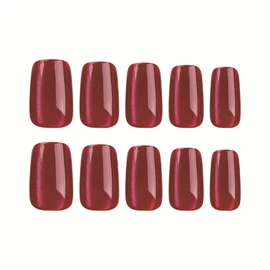 Nail Tip, Short, False Claws, Stylish, Cat Eye Stone, Short Nail Tip, Set of 24, Glossy, Glitter, Cute, False Nails, Magnet, Popular Nail Tip, Fake Nail, Simple, Handmade Nail Sticker, Nail Art, DIY