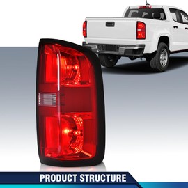 PIT66 Tail Light w/Bulbs Right Passenger Side Compatible with Chevy Colorado 2015-2022 Fit for 4-Door Crew Cab and 4-Door Extended Cab Only