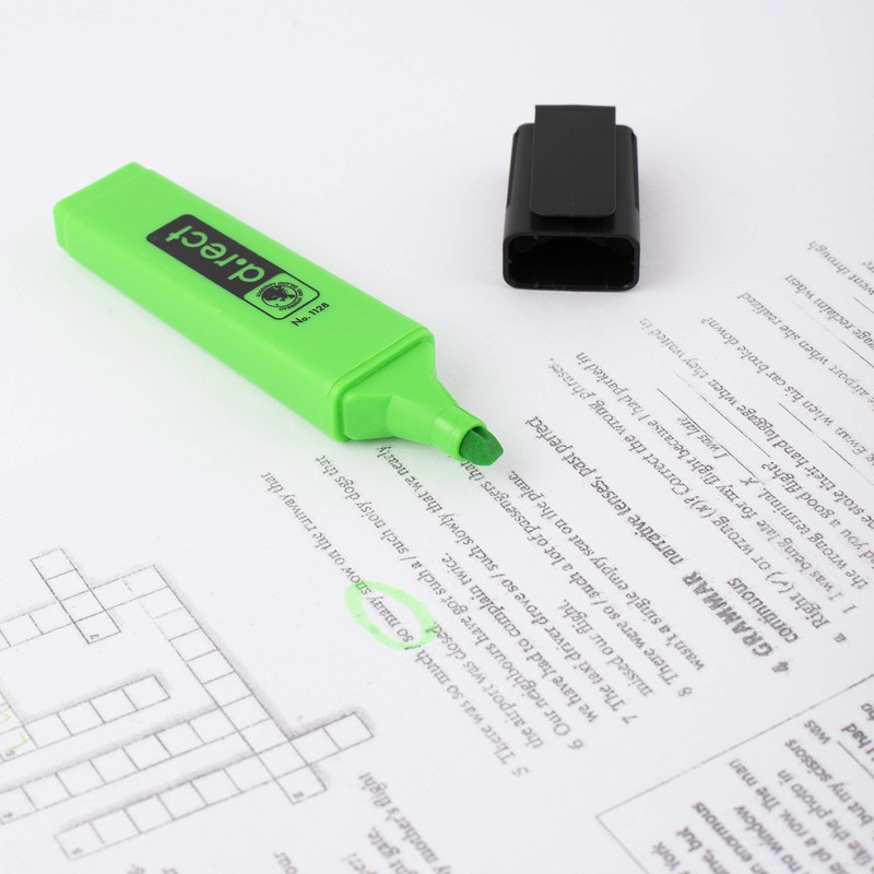 D.RECT 12 x Green Chisel Tip Highlighter Pens 1128