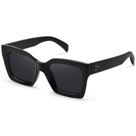 Fozono Narrow Square Sunglasses for Women Trendy Classic Retro Sunnies Small Faces FZN820 Black/Grey