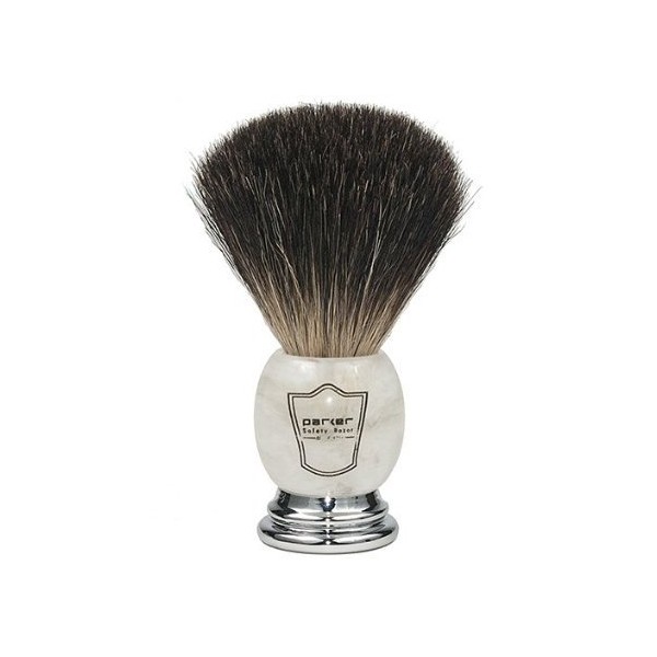 Parker Safety Razor Black Badger Bristle Shaving Brush with Off-White