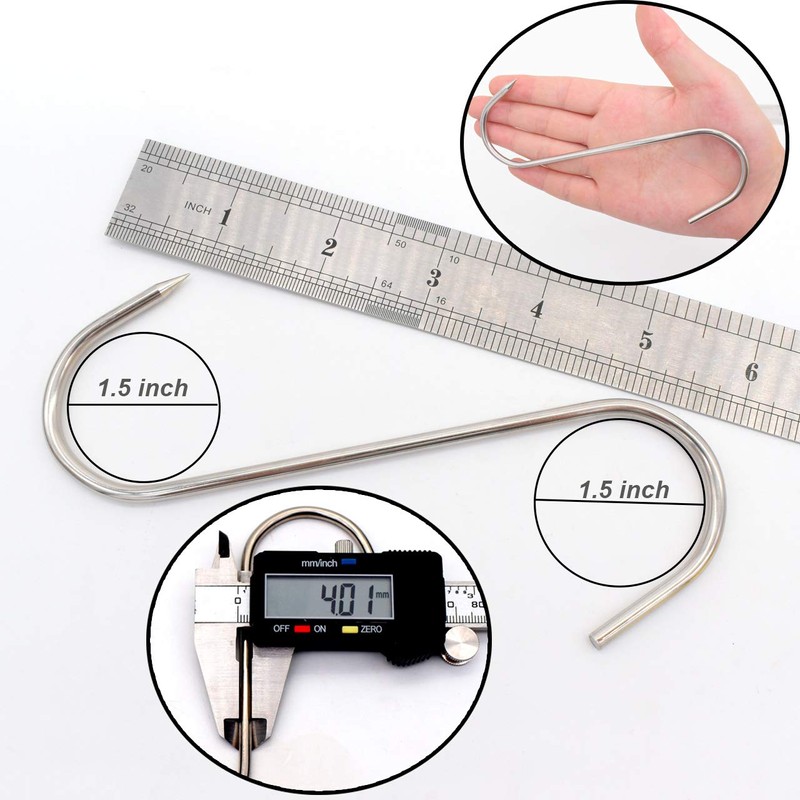 HONSHEN 20pcs 6 Inch Meat Hooks S-Hook 4mm Stainless Steel