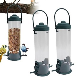 Zerodis 2 Juegos de Comederos para Pájaros, Comederos para Pájaros para Exteriores, Tubo de Jardín Colgante, Comedero para Pájaros, Comedero para Pájaros para Exteriores con 2 Rejillas