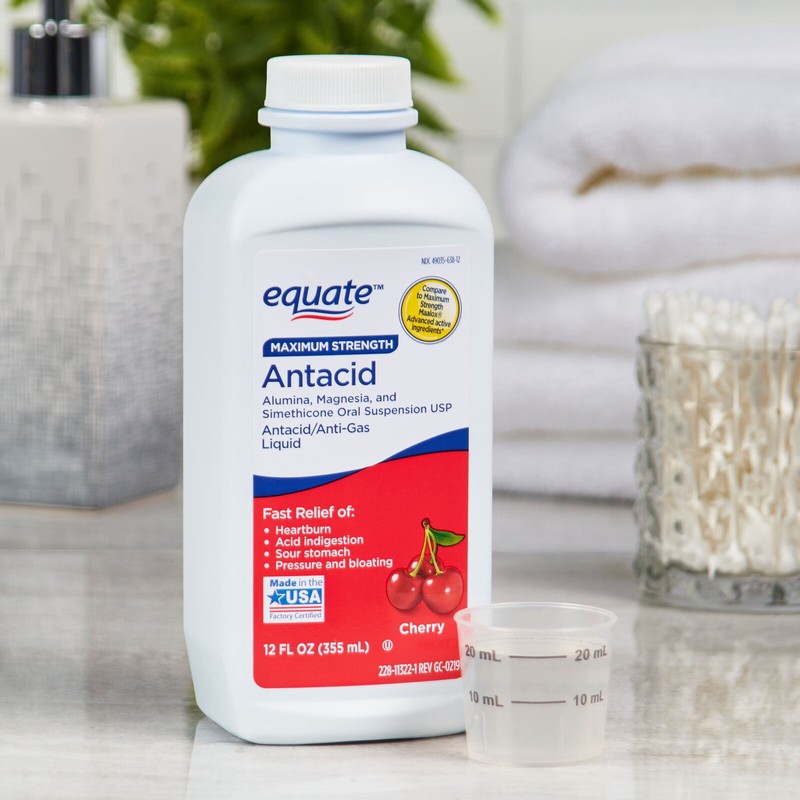 Equate Maximum Strength Antacid Liquid, Cherry, 12 fl. Oz.