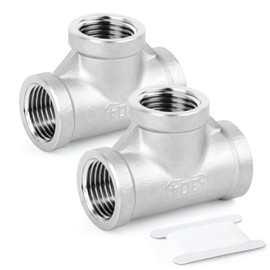 ERGAOBOY 2 Pcs 1" x 1" x 1" BSP 3 Way Connector Female Pipe Fittings 304 Stainless Steel Tee Pipe Fittings