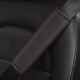 zipelo 2PCS Car Seat Belt Cover, Soft Shoulder Strap Covers Harness Pads, Safety Leather Seatbelt Comfort Driving Cushion Protect Your Neck and Shoulder Universal for Truck, Car, SUV (Black/Pink)