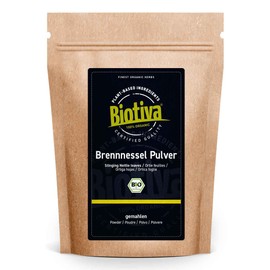 Nettle Leaf Powder Organic 100 g - Nettle Powder - Ground Nettle Leaves - 100% Organic Nettle Herbs - Bottled and Controlled in Germany Biotiva
