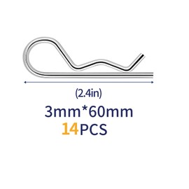 14 Pcs Cotter Pins, R-Clip Hardware Pins, M3.0x60mm Spring Fastener Hitch Pins for Trailer Clips, Trailer Locking, Mowers, Trucks, RVs, Machinery, Heavy Duty Pin Locking Systems。