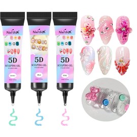 NAILGIL 3D Sculpting Gel for Nail Art 30g Pink Green Blue No Wipe Molding Gel for Nails Gel Liner 5D Drawing, Molding, Sculpture, Candy Gel Nail Christmas Decoration
