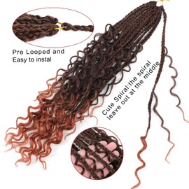 Boho Goddess Braids Crochet Hair for Black Women 22 Inch 8 Packs Bohemian Crochet Braids Hair Extensions with Curly Ends Boho Box (T350, 22 Inch (Pack of 8))