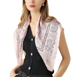 Women's Girls' Faux Silk Scarf Square Silk Scarf Neckerchief Hair Scarf Head Scarf Belt Soft Smooth Women's Scarf Simple Chic 70 x 70 cm - Paisley Pink, Paisley Pattern - Pink (70 x 70 cm)