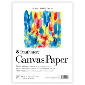 Strathmore 200 Series Canvas Paper, Tape Bound Pad, 9x12 inches, 10 Sheets (115lb/187g) - Artist Paper for Adults and Students - Oil Paint, Acrylic Paint, Mixed Media, Art Journaling