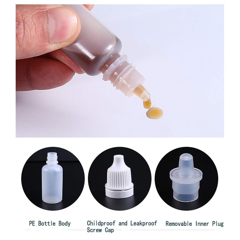 Bezall 50Pcs 15ml Plastic Empty Squeezable Dropper Bottles Eye Liquid