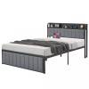 Vecelo Bed Frame with Storage Headboard Power Outlet Full Queen