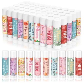 Loopeer 50 unidades de bálsamos labiales para madres, regalos a granel para mujeres, bálsamo labial de flores, tamaño de viaje, Día de la Madre, recuerdos de fiesta, labios, hidratante, cuidado