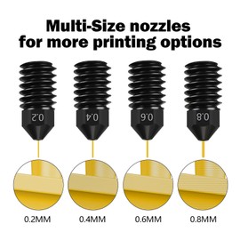 HzdaDeve Hardened Steel Nozzles for P1P/P1S/X1/X1C/X1E/Kobra 3 Combo/Adventurer 5M/5M Pro 0.2MM 0.4MM 0.6MM 0.8MM High Flow Wear Resistant Nozzles with Extra Silicone Cover Sock for Bambu Lab Printer