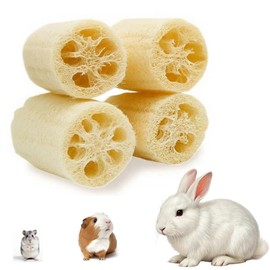 EFYUE 4Pcs Bunny Chew Toys for Rabbit, Organic Natural Loofah Toys.Suitable for Small Animals Such as Rabbits, Guinea Pigs and Hamsters.