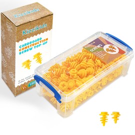 Kizzikids Screws Kit Top-up 180 Piece, Cardboard Construction Tools, STEM Educational Toys for at-Home Play + Classroom Learning, Screws 90 and Screws+ 90 Mix Kit for Boys and Girls Aged 5+(Yellow)
