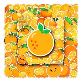 Pack of 50 Orange Stickers Car Laptop Phone Guitar Skateboard Motorcycle Bicycle Fruit Stickers Set Vinyl Waterproof Aesthetic Stickers for Teenagers Children Adults