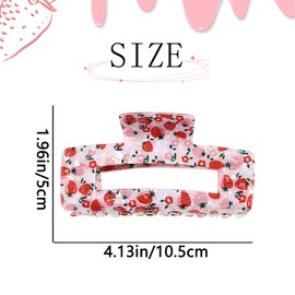 Strawberry Hair Claw Clips for Women Square Hair Clips for Thick Thin Spring Summer Barrettes Fruit Claws Strawberry Hair Accessories Rectangle Claws for Girls 1Pcs