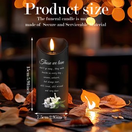 VIHOSE Sympathy Gifts for Loss of Loved One Memorial Candles LED Flameless Funeral Gifts Lily Candles Memorial Celebration Remembrance Bereavement Gift Battery Candle for Prayers(Black)