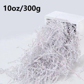 Smilco 1/2 LB Crinkle Paper Filler - Crinkle Cut & Shredded Paper for Gift Wrapping & Crafts Decoration (Laser White)