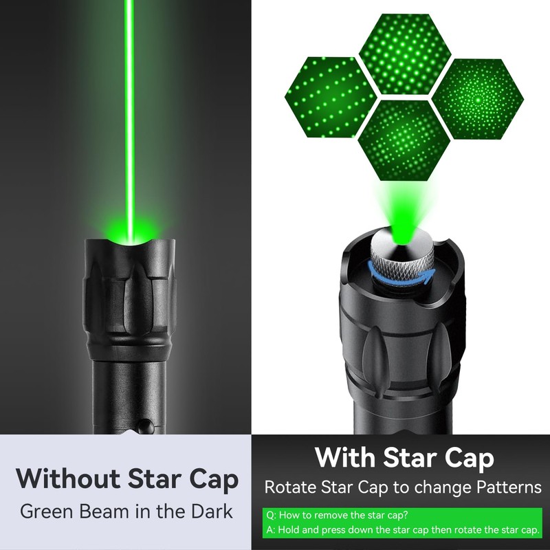 MIPREZT [Professional] Rechargeable Green Light Beam Flashlight Long Distance Range