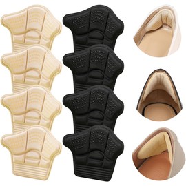 SYMENGO Almohadillas de Talón para Zapatos Sueltos, 8 PCS Almohadillas de Talón Adheribles, Protectoras Tacones, para Evitar Resbalones, Ampollas (4 Pares)