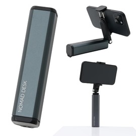 NOMAD DESK Airplane Smartphone Stand, Clip, Clamp, Pocket Size, 360 Degree Rotation, Desktop Travel, Smartphone, Fixed, Small, Portable, Lightweight, 3.3 oz (95 g), Smartphone Holder, Mobile Stand,
