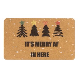 CXQRR Winter-Christmas-Welcome-Door-Mat - Non-Slip Artificial Coir-Front-Door-Mats Seasonal Xmas-Pine-Doormat for Holiday 17 * 30" - It's Merry AF in here
