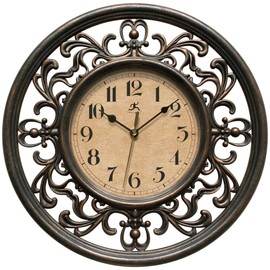 Infinity Instruments 12 inch Sofia Classic Traditional Indoor Round Non-Ticking Silent Battery Operated Easy to Read Wall Clock for Living Room, Bedroom, Kitchen, Home Office, Black