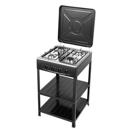 Jiabailie Propane Gas Stove,4 Burner Gas Cooker w/Removable Storage Stand,Outdoor Bbq Grill Camping Stove w/Temperature Control,300000 BTU Natural Stove Propane,Picnic Cooker for RV,Apartment (Black)