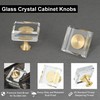 QOGRISUN 10-Pack Brass Crystal Cabinet Knobs,Glass Crystal Gold Drawer Knobs,1-1/8-Inch