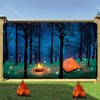 Camping Forest Scene Backdrops Campfire Centerpiece Artificial Fire Party Decoration
